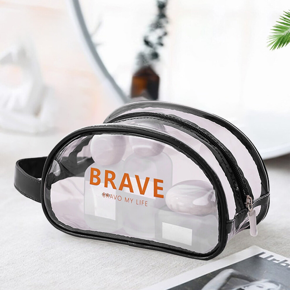 Clear waterproof makeup bag reusable plastic zipper pouch 1
