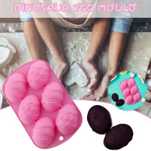 Moule en silicone rose à 6 cavités en forme d'œuf de Pâques dinosaure