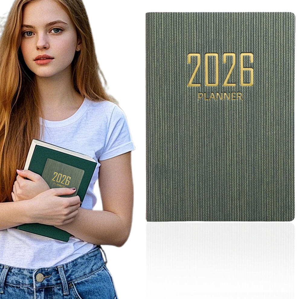 A6 Daily Planner for Students Dark Green Cover 2026-image-OPC-PW8WR2M-NEW