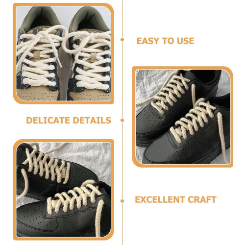 Lacets de chaussures en corde de polyester beige 120 cm, lot de 2 2