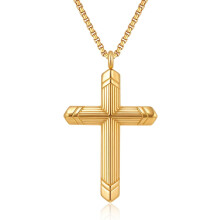 Stainless Steel Cross Necklace for Men Silver Black Gold 24