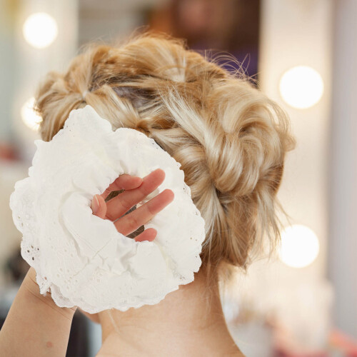 Witte kanten scrunchie, elastische haarelastiek van stof, 1 stuk 1