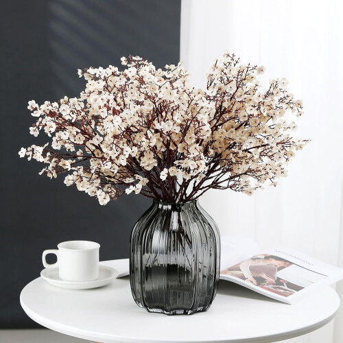 Fiori artificiali di Gypsophila in seta, beige e marrone, 12 pezzi 2