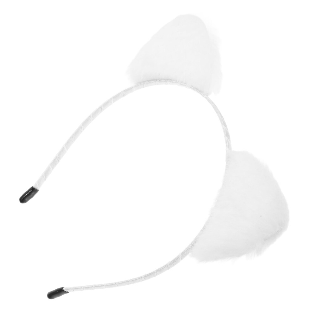 Skincare headband cat ears white plush 1 pack