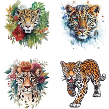 Juego de 4 parches termoadhesivos con estampado de leopardo