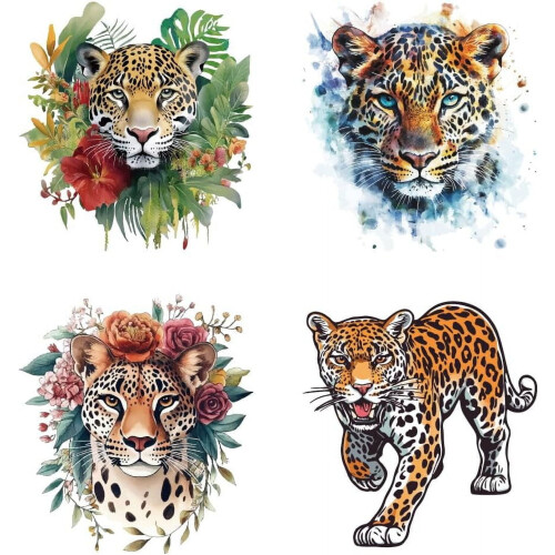 Leopard strykelapper sett, 4 deler