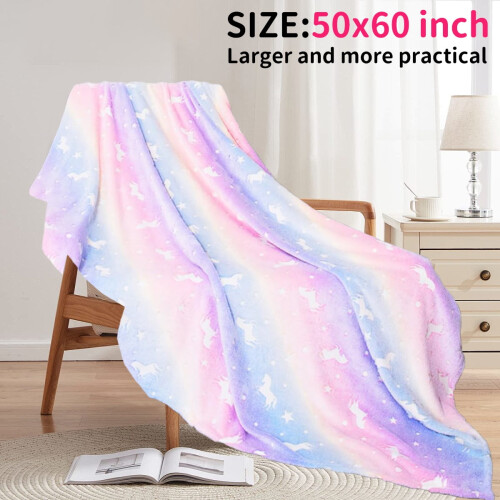 Couverture poney phosphorescente pour enfants de 3 à 10 ans, 50 x 60 cm 1