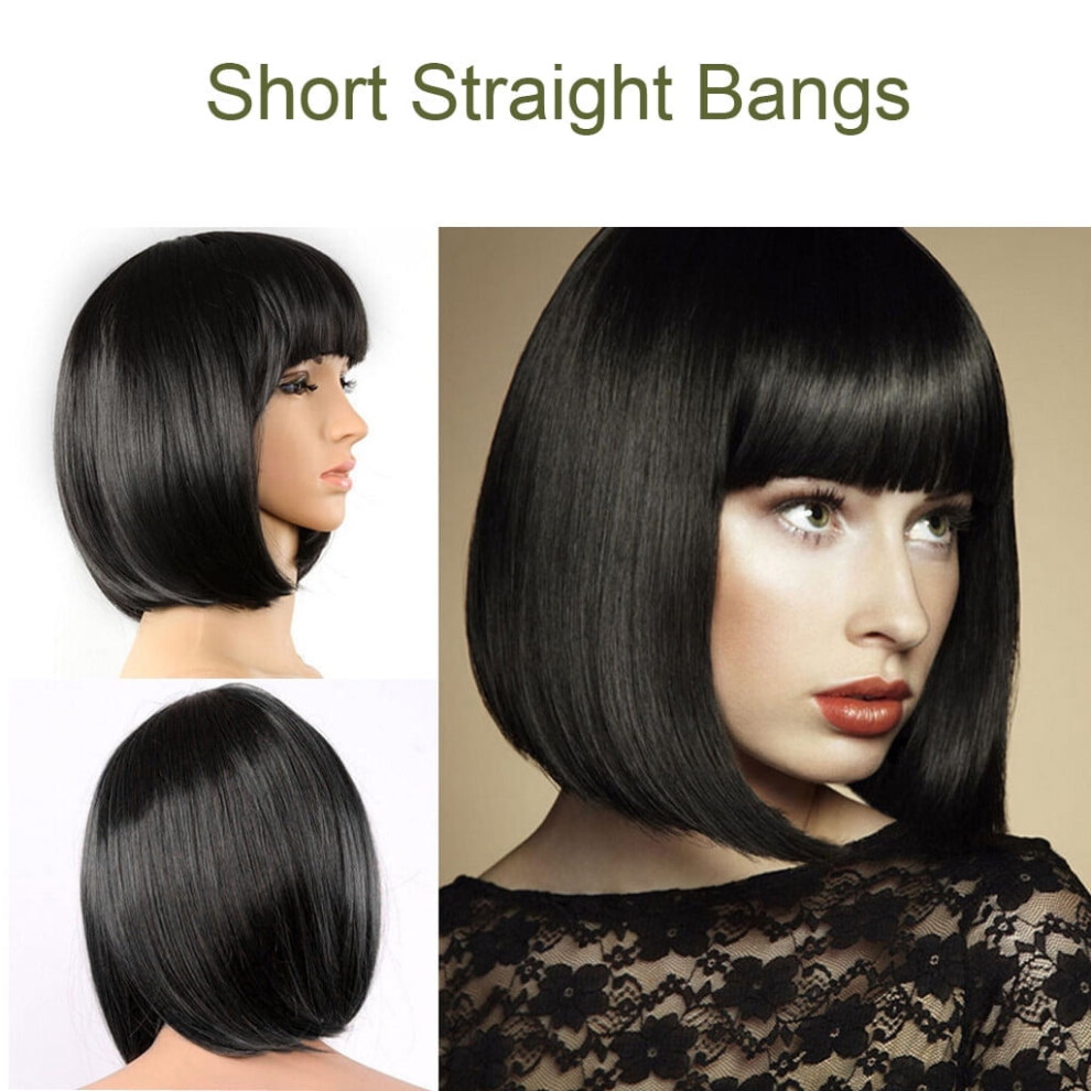 Women's short straight wig with bangs full cap