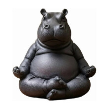Handcrafted resin yoga hippo statue for meditation 1 piece
