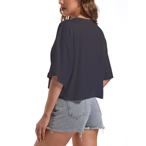 Oversized crop top med rund hals og drop-shoulder til kvinder 1