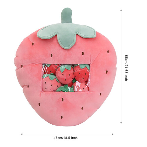 Pluche fruit sierkussenset met 8 mini pluche figuurtjes 2