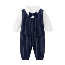 Baby-Jungen-Gentleman-Strampler, langärmelig mit Fliege, 12-18 Monate