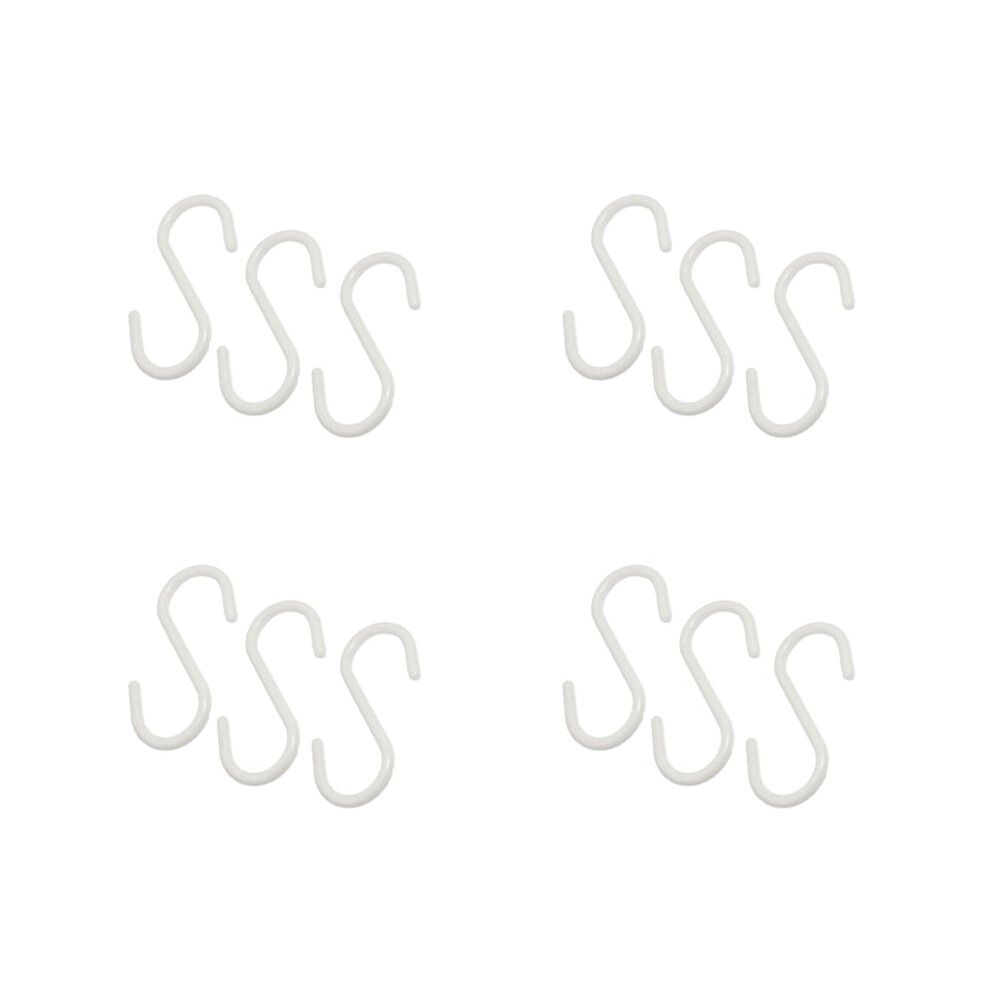 White Plastic S-Shaped Hanging Hooks 12 Pcs 968604412592