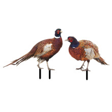 Fazanten tuinpaalset, decoratieve sculptuur voor buiten (2 stuks)