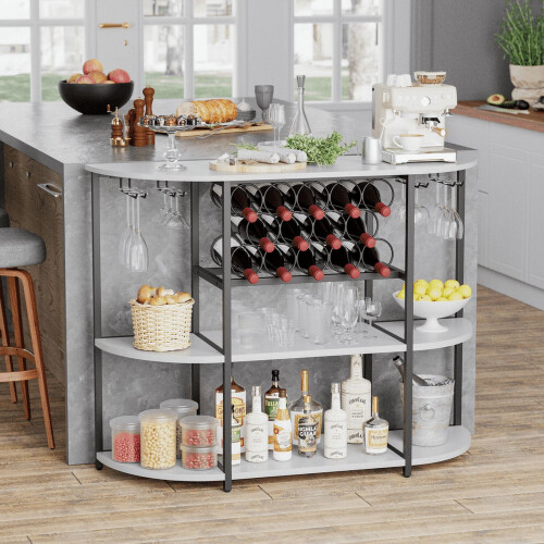 Meuble bar à vin avec éclairage LED RGB, multiprise et commande par application 1