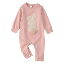 Baby Jumpsuit Bunny Embroidered Long Sleeve Crewneck Romper