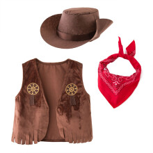 Cowboy-Westen-Outfit für Kinder mit Hut und Halstuch