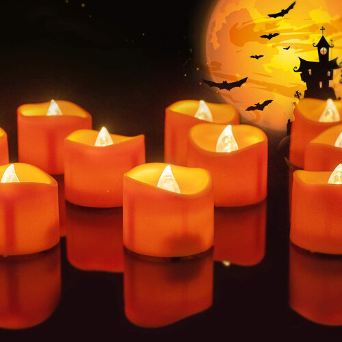 Halloween-LED-Teelichter, orange, 24er-Packung