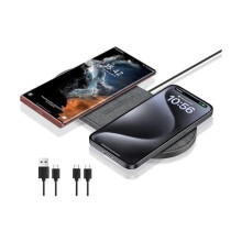 Trådlös laddningsplatta 20W dubbel för iPhone AirPods Samsung