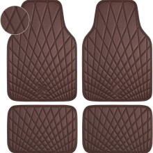 Tappetini per auto in similpelle impermeabili, set da 4 pezzi, colore marrone