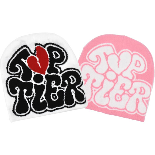 Y2K Letter Graphic Beanie Strikket Vinterlue