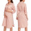 Robe de grossesse rose à manches 3/4 et col cache-cœur 2