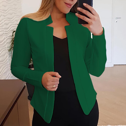 Damen-Businessblazer in Unigrün, schmal geschnitten 1