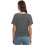 Top de manga corta estilo dolman con escote barco para mujer 2
