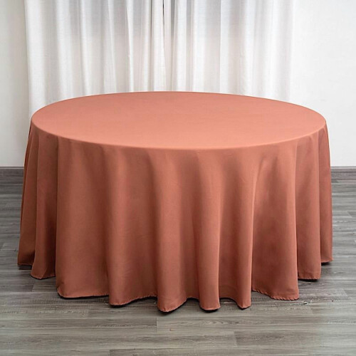 Rund duk i terrakotta i polyester, 120 tommer 2