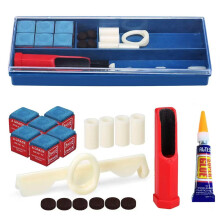 Pool Cue Tip Replacement Kit with 6 Tips and 6 Chalk