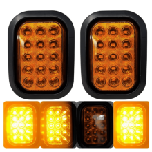 Amberkleurige LED-stroboscoop achterlichtset, rechthoekig, 15 LED's