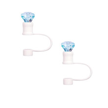 2PCS Diamond Silicone Straw Covers for Stanley 30&40 Oz Tumblers, 10mm, Reusable, Light Blue