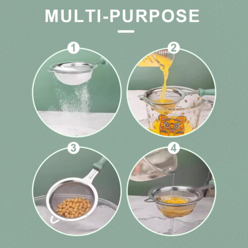 Stainless Steel Mesh Strainer with Silicone Handle 2PCS 1