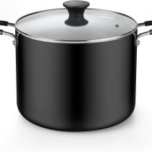 Nonstick Stockpot with Glass Lid 10.5 Qt Black