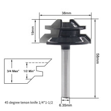 7 Unidades de Fresa para Carpintaria Cortador de Espiga de 45 Graus Jigsaw MáQuina de Gravura Tipo T de 3 Dentes Cortador de Madeira
