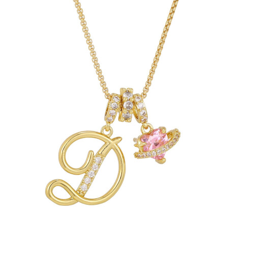 Heart-shaped diamond-encrusted initial pendant necklace