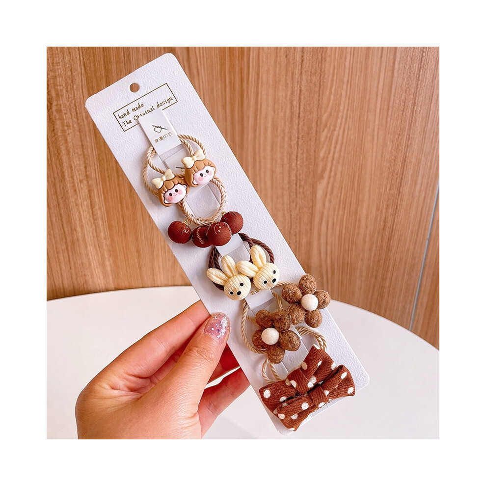 Cartoon Flower Bow Scrunchie for Kids 5 pcs