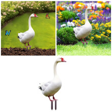 Adorno de jardín con forma de ganso para exteriores, color blanco, 30 cm (11,8 pulgadas).