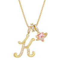 Heart-shaped diamond-encrusted initial pendant necklace