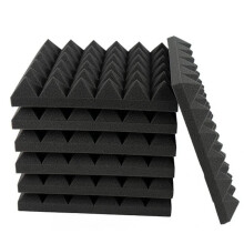 Black Pyramid Foam Acoustic Panels 12 in x 12 in x 3 in