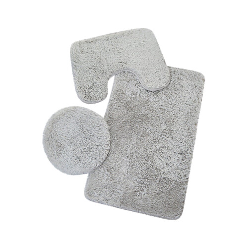 Ensemble de tapis de bain antidérapant gris en relief, 3 pièces 1