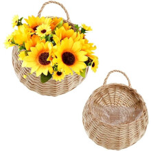 Cestas de pared de mimbre para flores, almacenamiento de ratán, 2 unidades