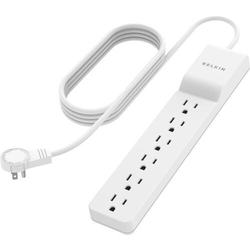 Surge Protector Power Strip White 6 Outlets 8ft Cord