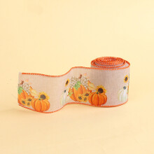 Glitzerndes Drahtkantenband für Thanksgiving-Kürbis, 2,2 Yards