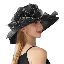 Tocado de organza negra para bodas y fiestas de té,