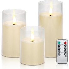 Batteridrivna LED-pekarljus i klarglas, flamlösa