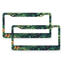 Toucan Bird License Plate Frames Green Floral Metal 2 PCS