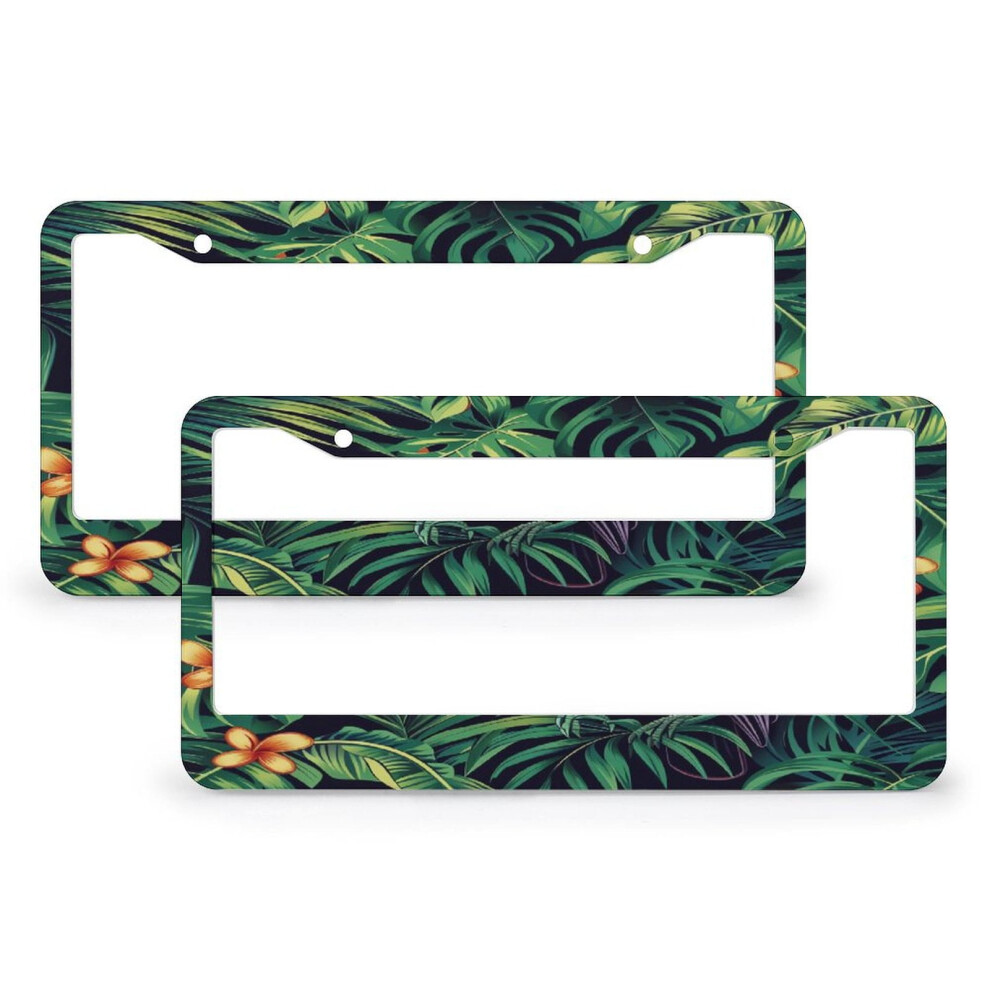 Toucan Bird License Plate Frames Floral Metal 2 Pcs Green 9122141575917