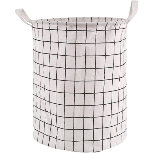 Opvouwbare wasmand wit geruit 1 stuk