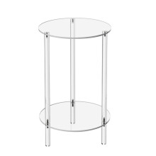 Mesa auxiliar redonda de acrílico transparente de 2 niveles, pequeña.